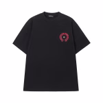 Chrome Hearts Red Horseshoe Cross Logo T-Shirt Black