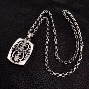 Chrome Hearts Floral Cross Dog Tag Necklace