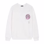 Chrome Hearts Pink Horseshoe Cross Long Sleeve White
