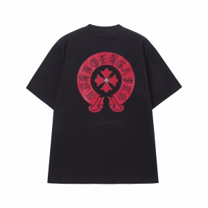 Chrome Hearts Red Horseshoe Cross Logo T-Shirt Black