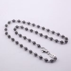 Chrome Hearts Floral Bead Chain Necklace