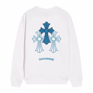 Chrome Hearts Blue Cross Horseshoe Logo Sweatshirt