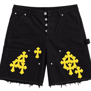 Chrome Hearts Yellow Cross Denim Shorts