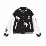 Chrome Hearts Varsity Jacket Black/White Leather Sleeves