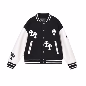Chrome Hearts Varsity Jacket Black/White Leather Sleeves