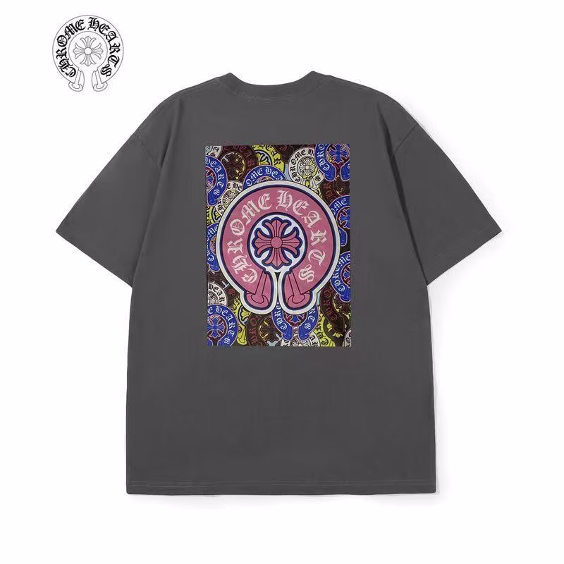 8714baac Chrome Hearts Grey Pink Horseshoe Graphic Tee