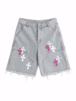 Chrome Hearts Multi Cross Patch Denim Shorts