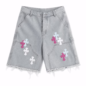 Chrome Hearts Multi Cross Patch Denim Shorts