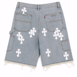 Chrome Hearts White Cross Denim Shorts