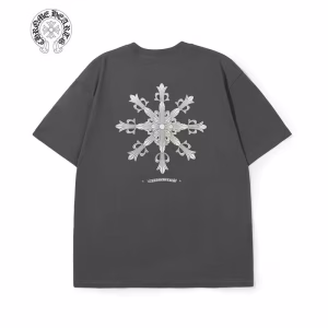 Chrome Hearts Grey Floral Cross Back Graphic Tee