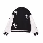 Chrome Hearts Varsity Jacket Black/White Leather Sleeves