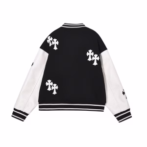 Chrome Hearts Varsity Jacket Black/White Leather Sleeves