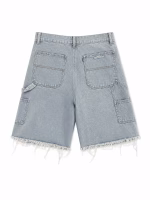 Chrome Hearts Light Wash Denim Carpenter Shorts - Image 2