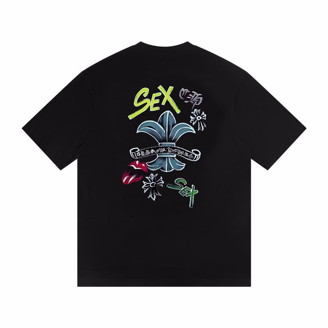 Chrome Hearts Fleur Cross SEX Logo T-Shirt Black Chrome Hearts Fleur Cross SEX Logo T-Shirt Black