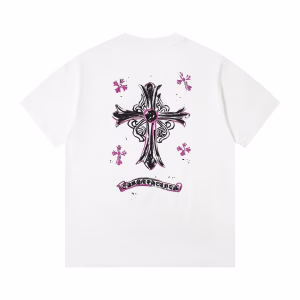 Chrome Hearts Pink Sketch Cross Tee White
