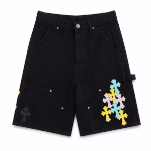 Chrome Hearts Multi Cross Black Denim Shorts