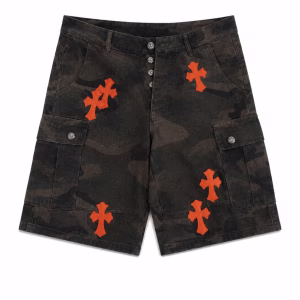 Chrome Hearts Orange Cross Camo Cargo Shorts