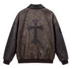 Chrome Hearts Vintage Cross Leather Jacket – Brown