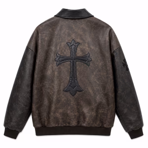 Chrome Hearts Vintage Cross Leather Jacket – Brown