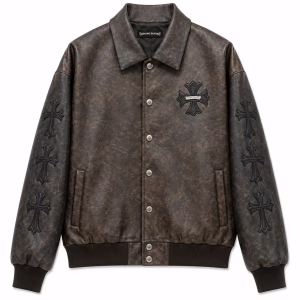 Chrome Hearts Vintage Cross Leather Jacket – Brown
