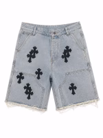 Chrome Hearts Black Cross Denim Shorts