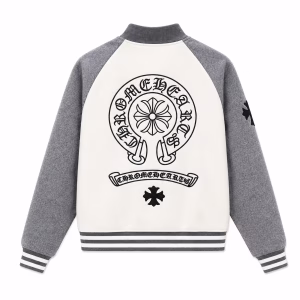 Chrome Hearts Grey & White Wool Varsity Jacket