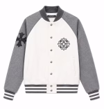 Chrome Hearts Grey & White Wool Varsity Jacket