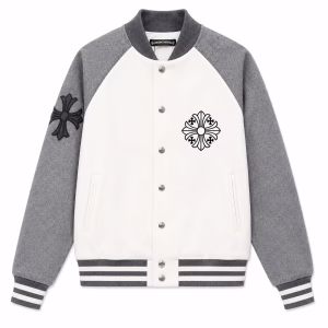 Chrome Hearts Grey & White Wool Varsity Jacket