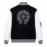 Chrome Hearts Jacket Black & White Leather Sleeve Varsity