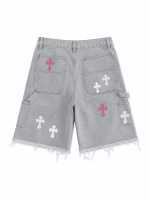 Chrome Hearts Multi Cross Patch Denim Shorts