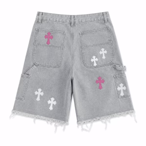 Chrome Hearts Multi Cross Patch Denim Shorts