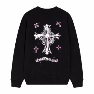 Chrome Hearts Pink Horseshoe Cross Long Sleeve Black