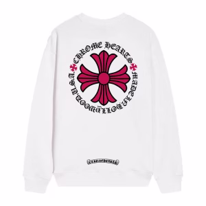 Chrome Hearts Pink Cross Circle Sweatshirt – White