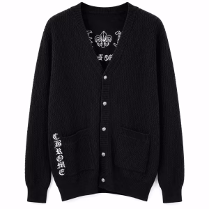 Chrome Hearts Cross Patch Waffle Knit Cardigan