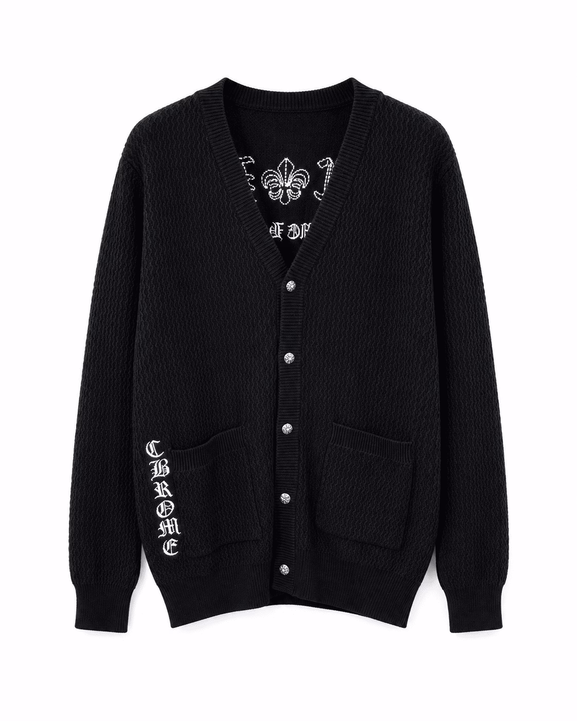 Chrome Hearts Cross Patch Waffle Knit Cardigan Chrome Hearts Cross Patch Waffle Knit Cardigan