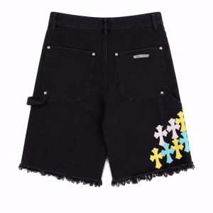 Chrome Hearts Multi Cross Black Denim Shorts