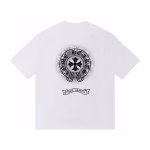 Chrome Hearts Horseshoe Floral Cross Graphic White T-Shirt