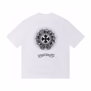 Chrome Hearts Horseshoe Floral Cross Graphic White T-Shirt