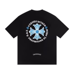 Chrome Hearts Blue Cross Logo Black T-Shirt