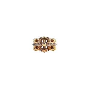 Chrome Hearts Gold Diamond Cross Ring