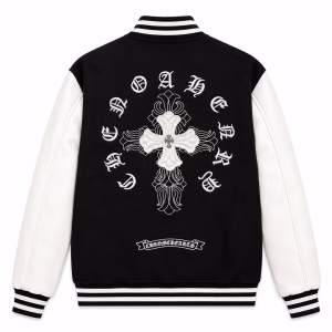 Chrome Hearts Cross Patch Varsity Jacket – Black/White