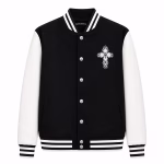 Chrome Hearts Cross Patch Varsity Jacket – Black/White