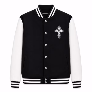 Chrome Hearts Cross Patch Varsity Jacket – Black/White