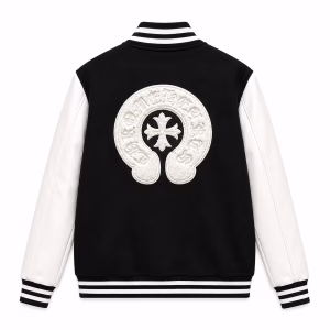 Chrome Hearts Black & White Horseshoe Varsity Jacket