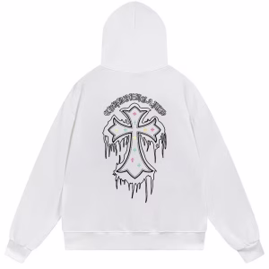 Chrome Hearts Dripping Cross White Hoodie