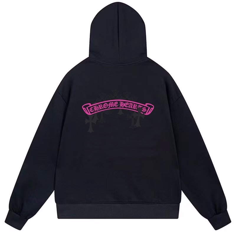 01c4839f Chrome Hearts Pink Cemetery Cross Hoodie Black