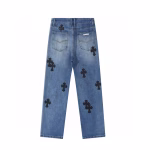 Chrome Hearts Black Cross Patch Blue Jeans