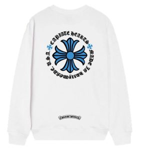Chrome Hearts Blue Cross Long Sleeve Shirt White
