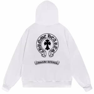 Chrome Hearts Horseshoe Cross Logo White Hoodie