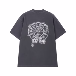 Chrome Hearts Washed Charcoal Horseshoe Graphic T-Shirt